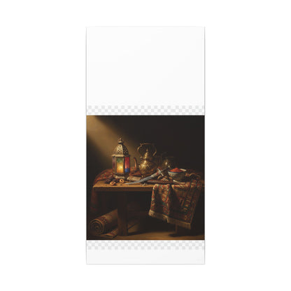 Oriental Still Life Canvas — Vintage Brass Teapot & Lantern Wall Art