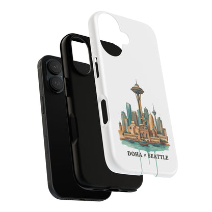 Coque de téléphone résistante Doha x Seattle Skyline — Protection pour téléphone inspirée de la ville