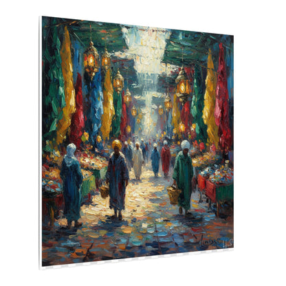 Middle Eastern Market Matte Canvas Wall Art — Colorful Bazaar Street Scene