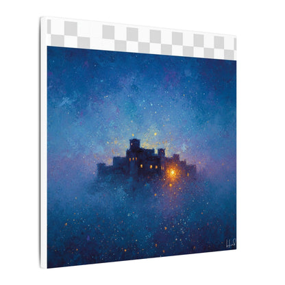 Tableau sur toile mate « Forteresse de la Nuit Étoilée » — Paysage mystique de château bleu