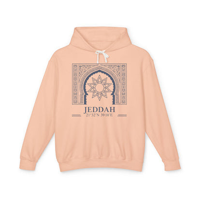 Jeddah Architectural Hoodie — Middle Eastern Geometric Travel Pullover