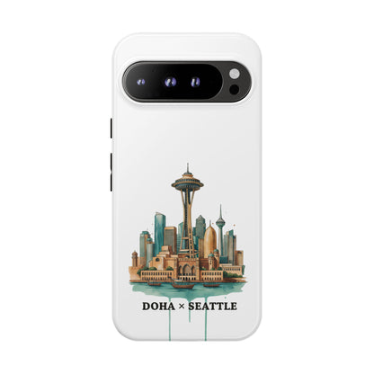 Coque de téléphone résistante Doha x Seattle Skyline — Protection pour téléphone inspirée de la ville