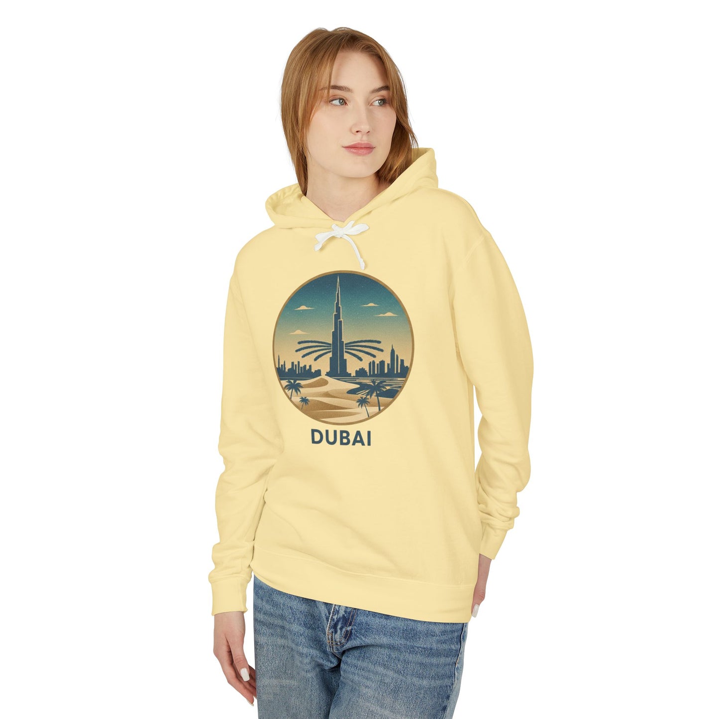 Dubai Skyline Hoodie — Vintage Desert Sunset Travel Sweatshirt