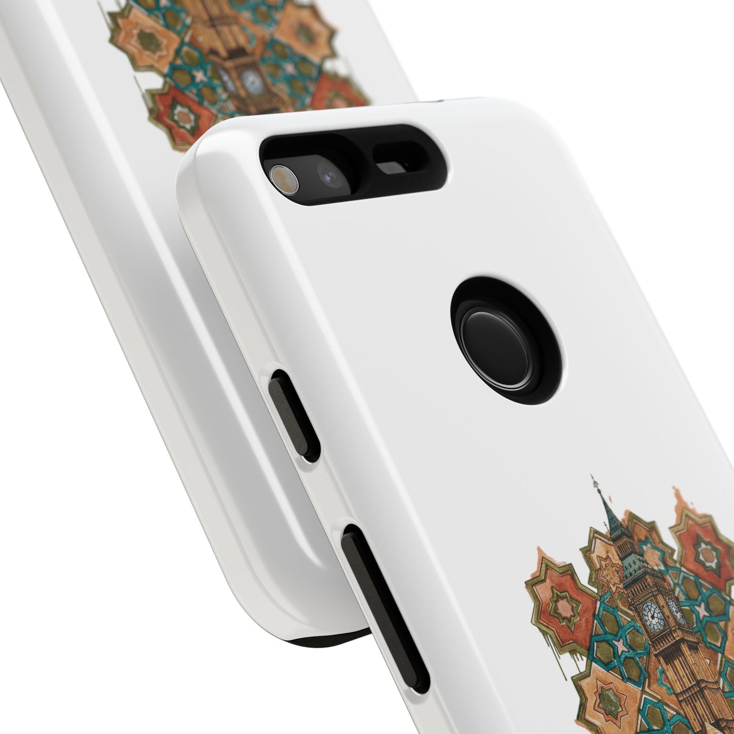 Cairo × London Phone Case — Vintage Mosaic Pyramids & Big Ben Travel Design