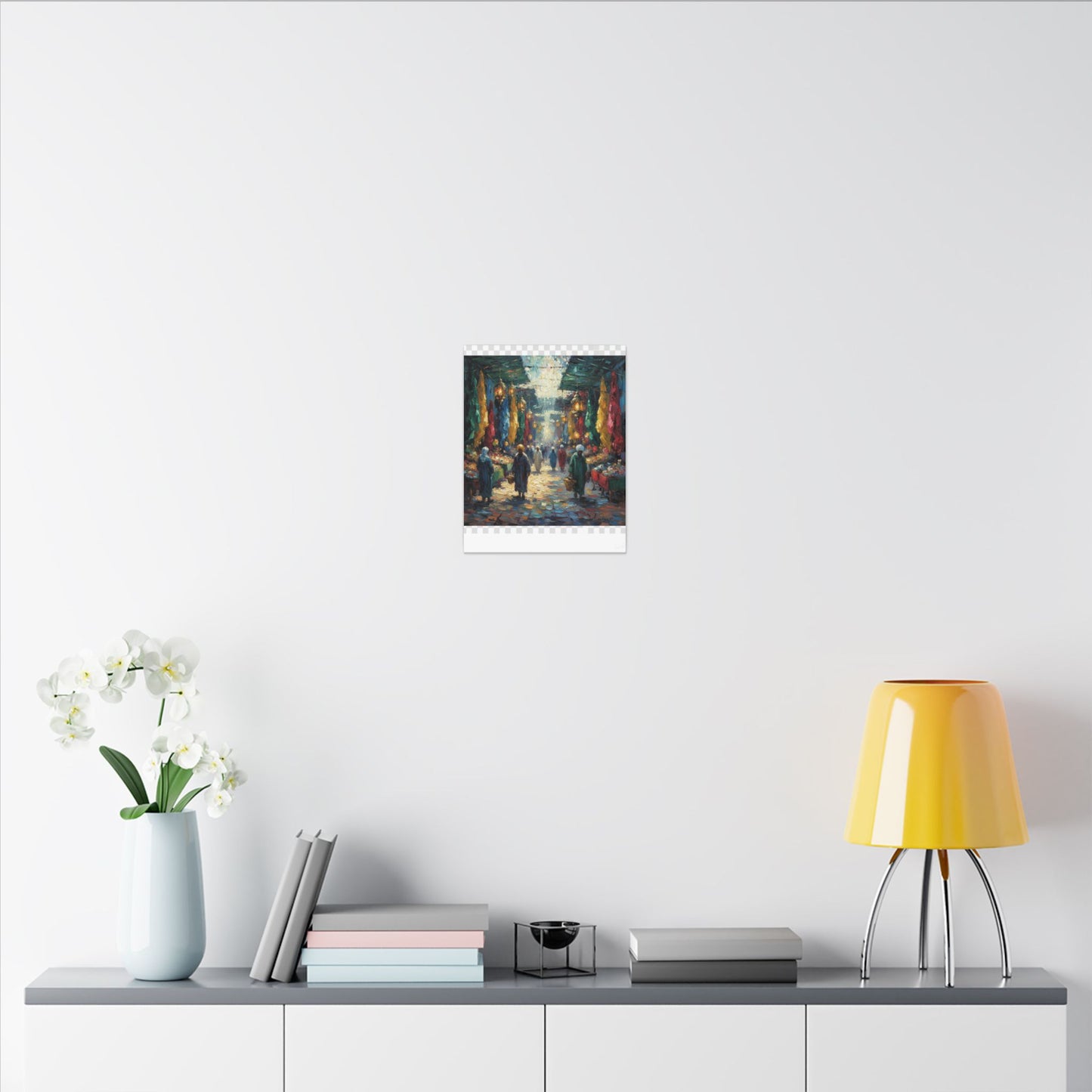 Middle Eastern Market Matte Canvas Wall Art — Colorful Bazaar Street Scene