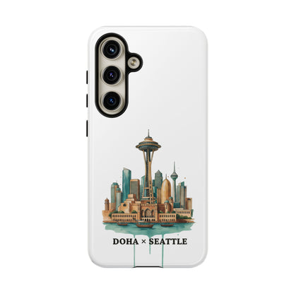 Coque de téléphone résistante Doha x Seattle Skyline — Protection pour téléphone inspirée de la ville