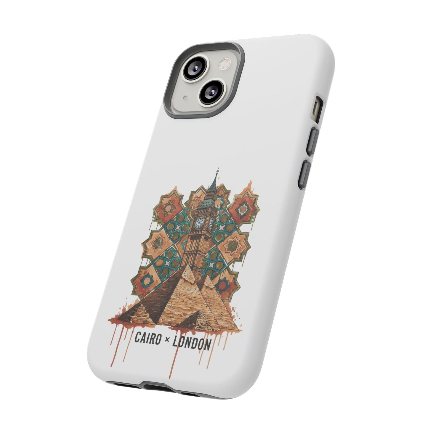 Cairo × London Phone Case — Vintage Mosaic Pyramids & Big Ben Travel Design