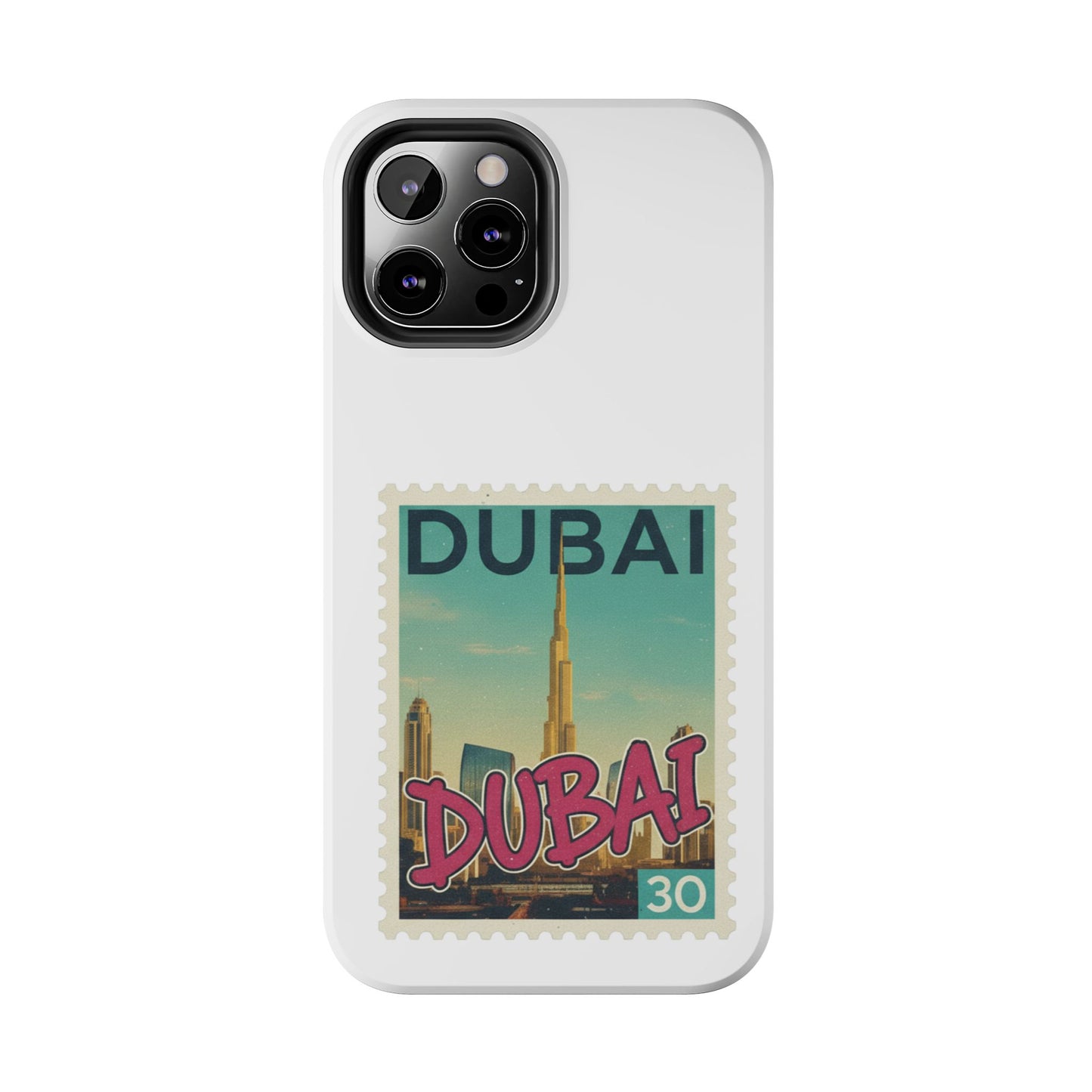 Coque de téléphone motif timbre-poste de Dubaï — Coque iPhone résistante inspirée du voyage