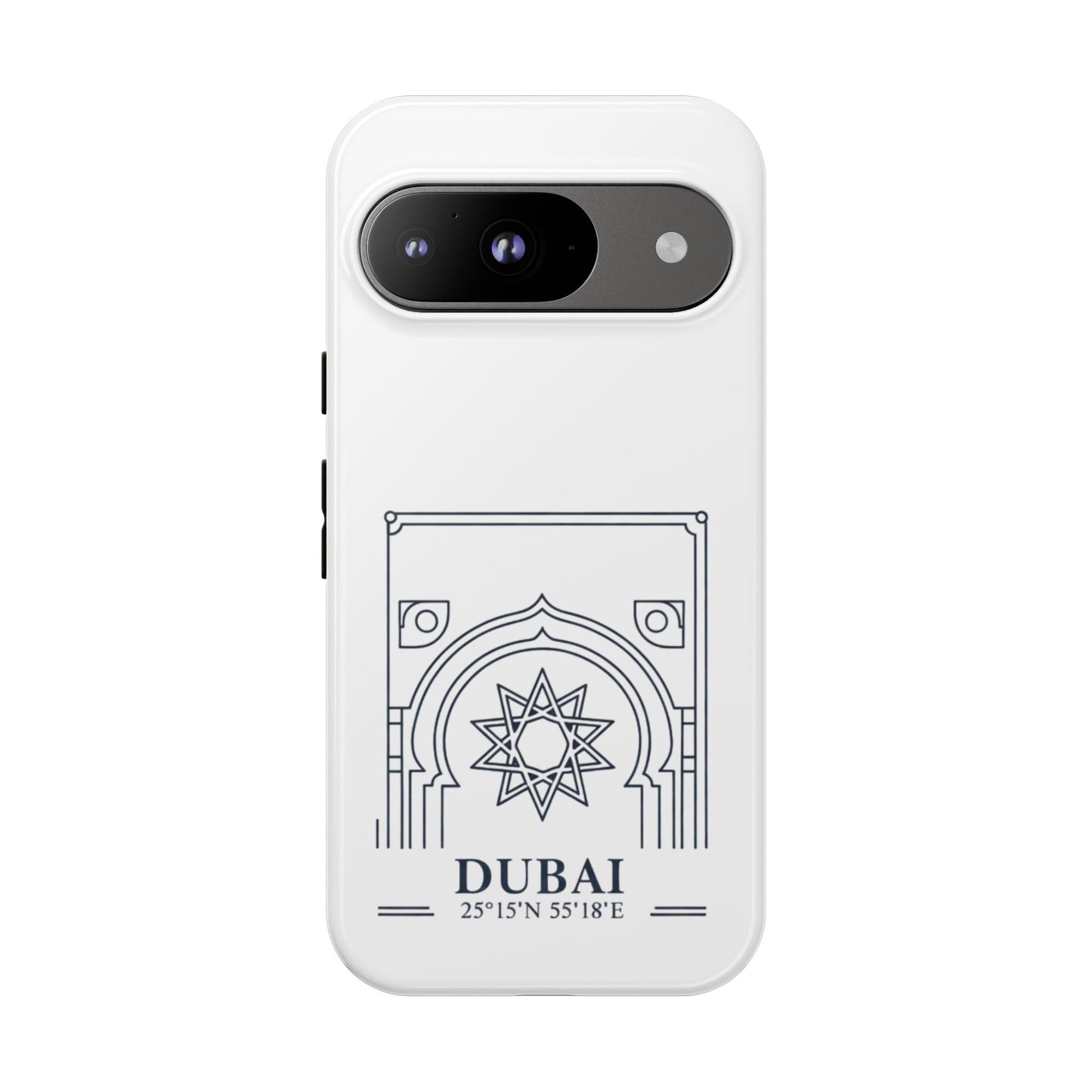 Dubai Architectural Phone Case — Minimal Souvenir Travel Design with Coordinates