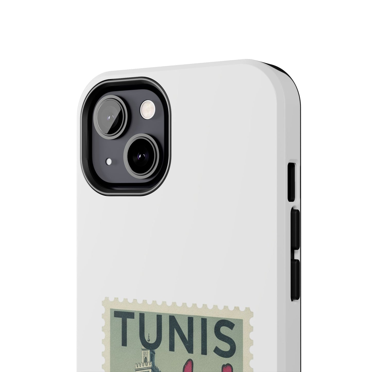 Coque de téléphone résistante à motif timbre vintage de Tunis — Étui de téléphone rétro pour voyage en Tunisie