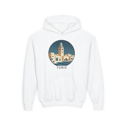 Tunis Youth Hoodie — Retro Tunis Cityscape Sweatshirt