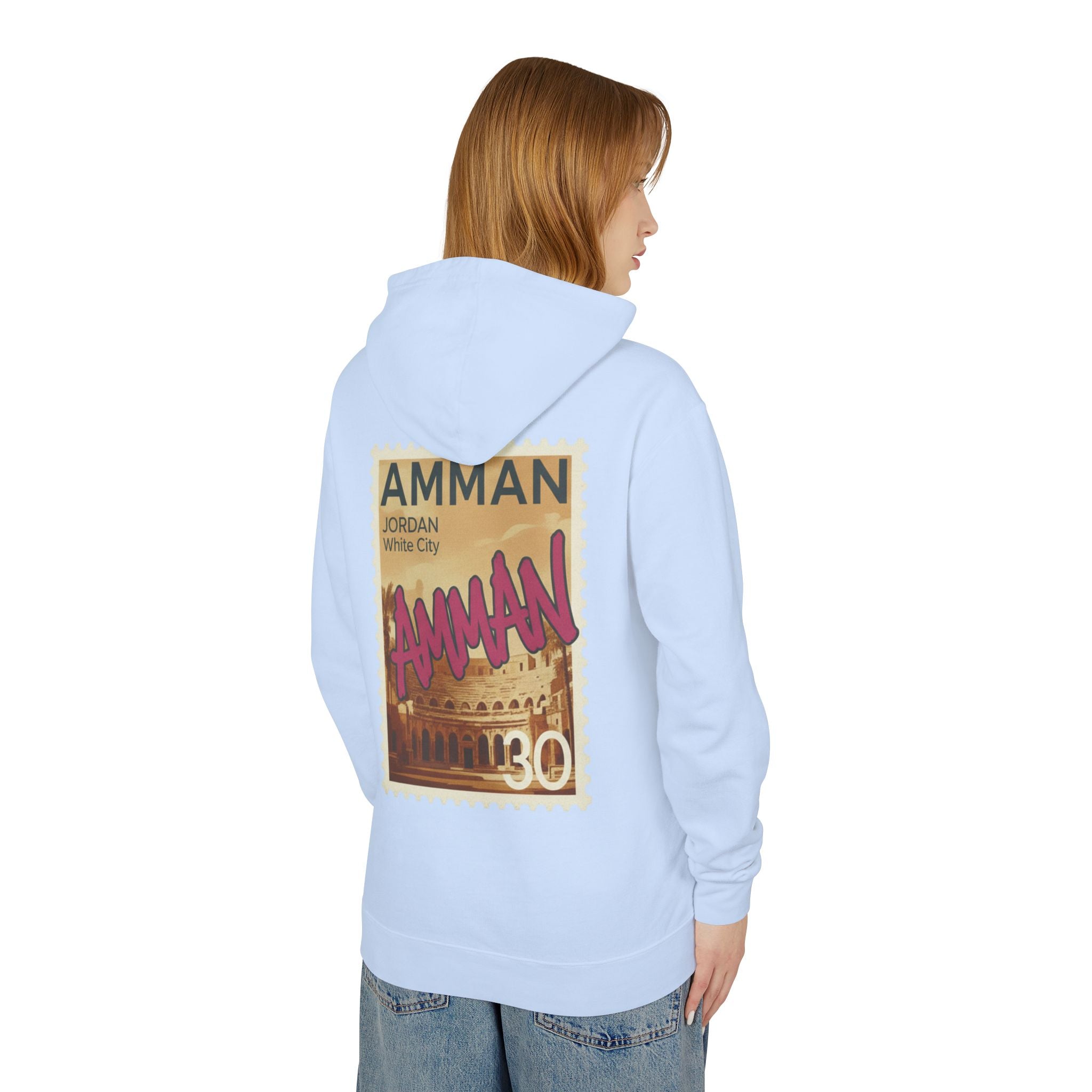 Amman Stamp Hoodie — Vintage Jordan Travel Graphic Sweatshirt