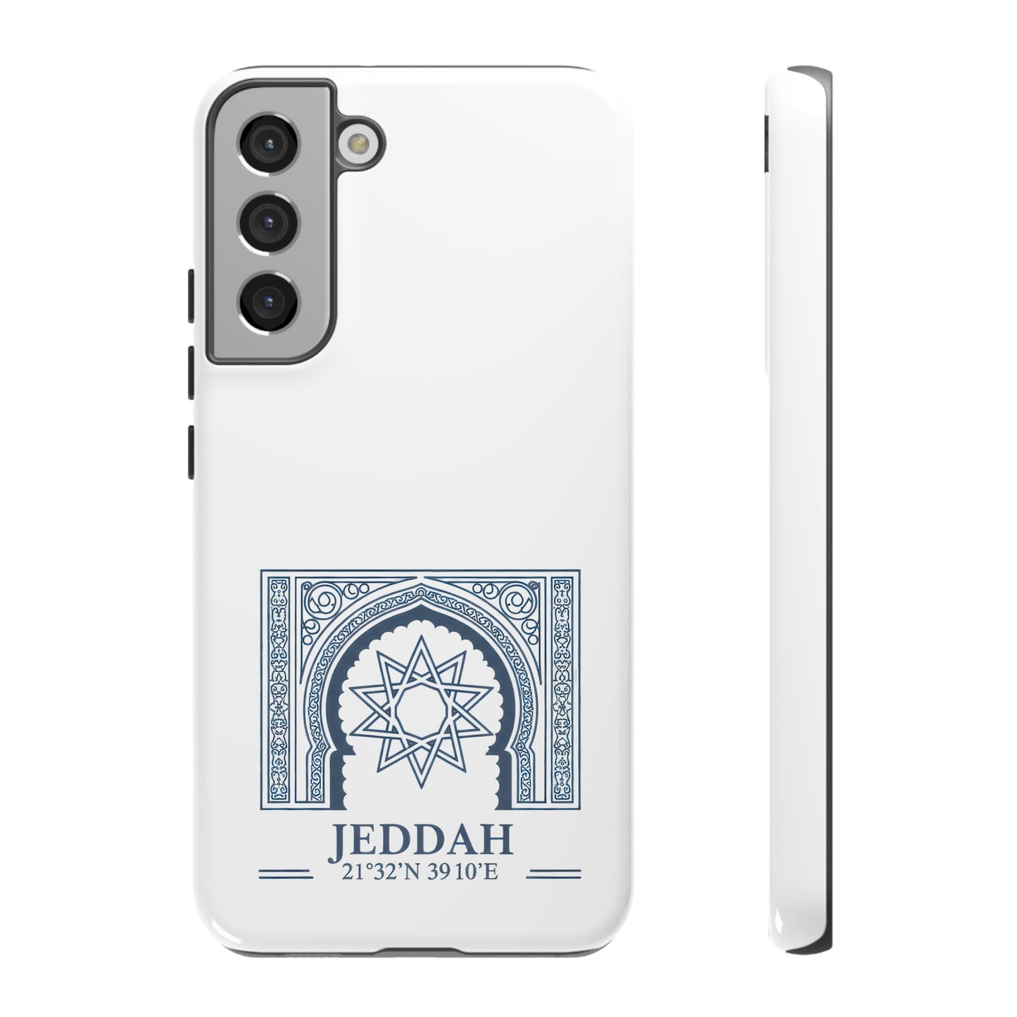 Jeddah Coordinates Phone Case — Blue Islamic Arch Travel Souvenir