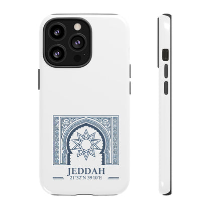Jeddah Coordinates Phone Case — Blue Islamic Arch Travel Souvenir