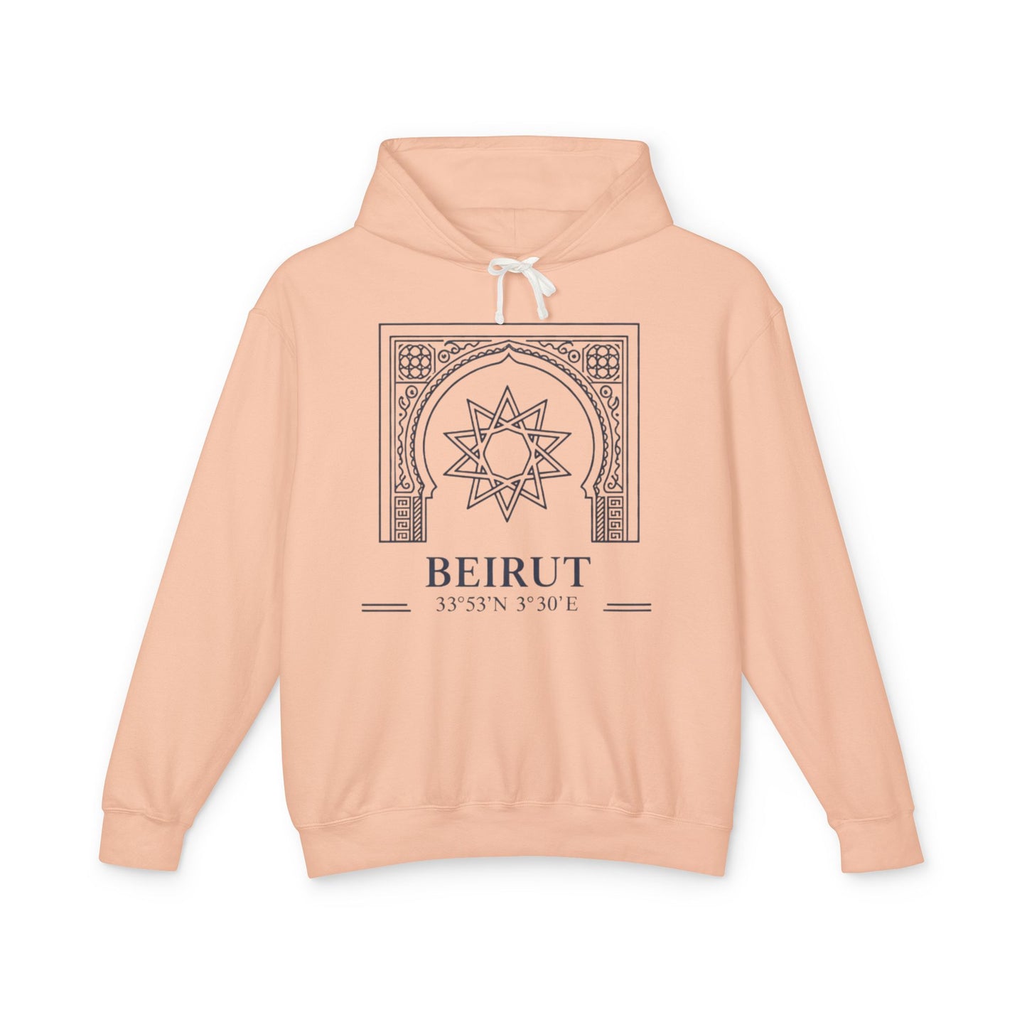 Beirut Arch Graphic Hoodie — Minimalist Beirut Coordinates Sweatshirt