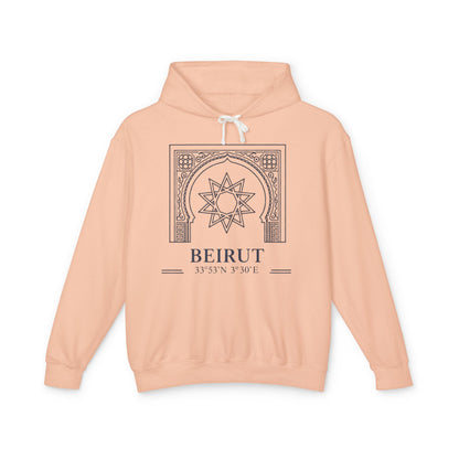 Beirut Arch Graphic Hoodie — Minimalist Beirut Coordinates Sweatshirt