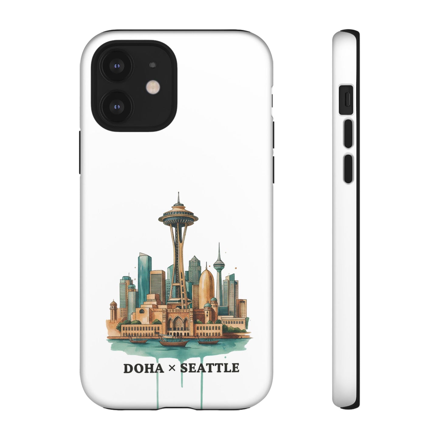 Coque de téléphone résistante Doha x Seattle Skyline — Protection pour téléphone inspirée de la ville