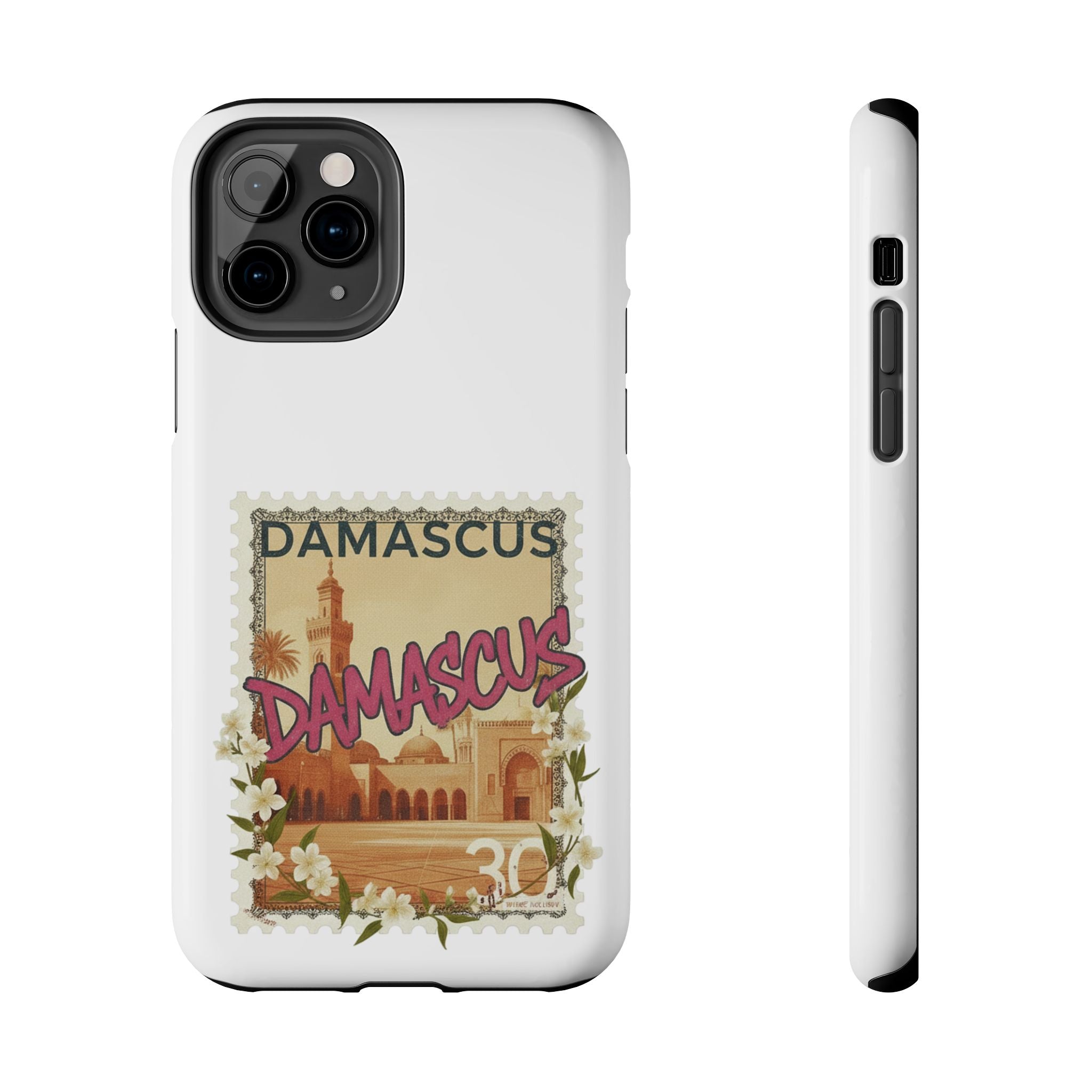 Damascus Vintage Stamp Tough Phone Case — Retro Travel Phone Cover