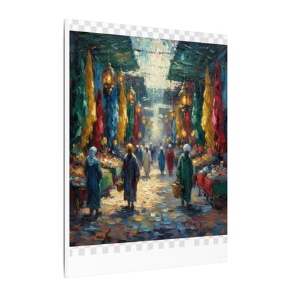 Middle Eastern Market Matte Canvas Wall Art — Colorful Bazaar Street Scene