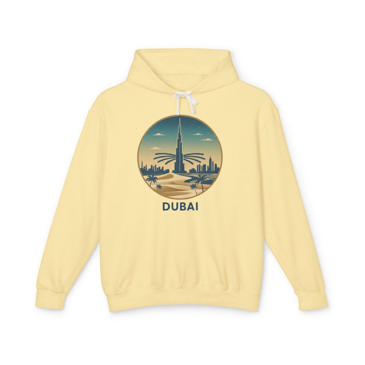 Dubai Skyline Hoodie — Vintage Desert Sunset Travel Sweatshirt