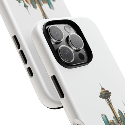 Coque de téléphone résistante Doha x Seattle Skyline — Protection pour téléphone inspirée de la ville