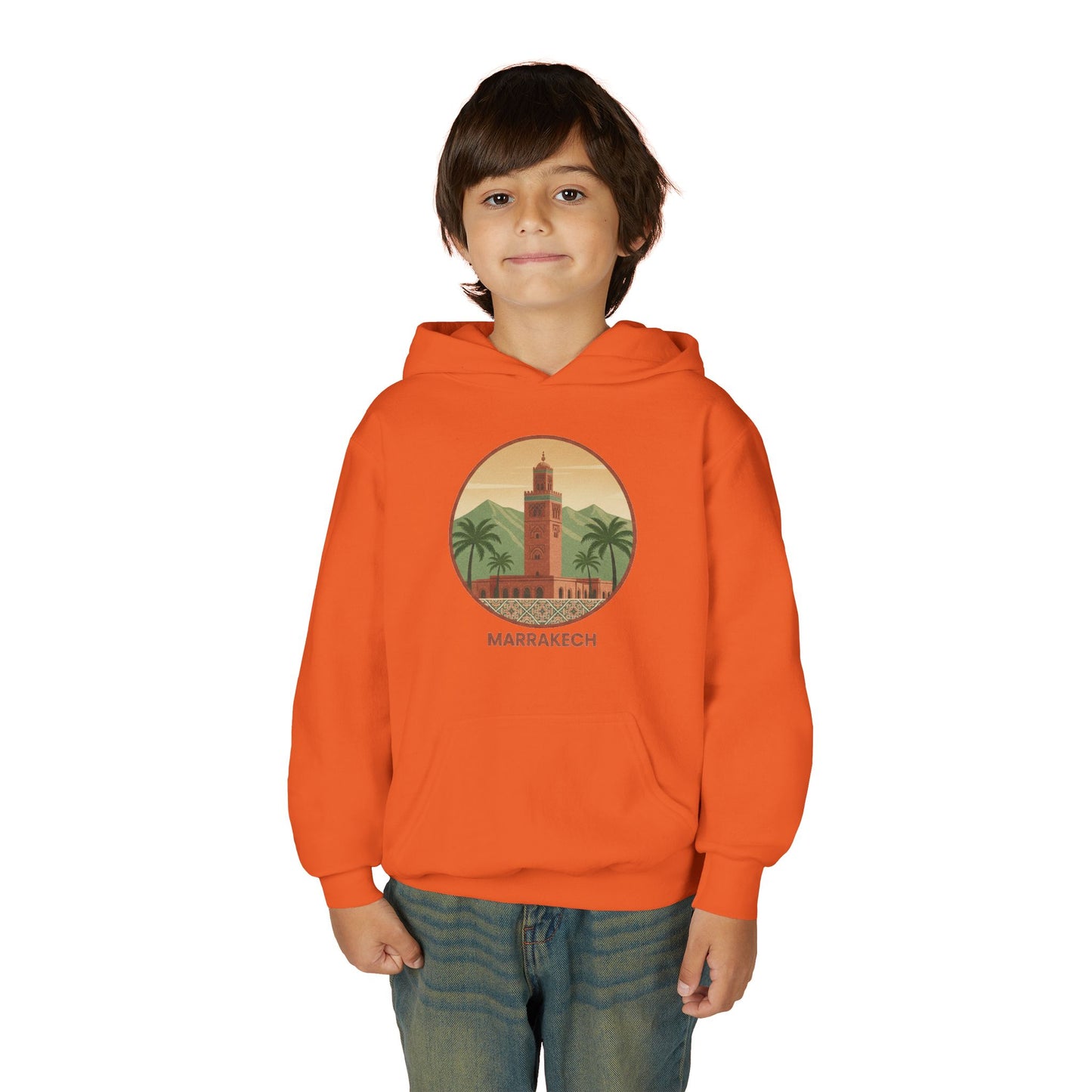 Marrakech Youth Hoodie – Vintage Palm Sunset Travel Sweatshirt