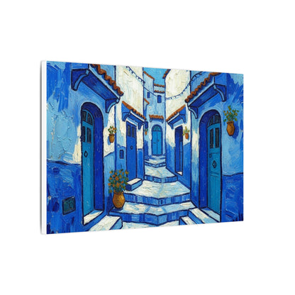 Mediterranean Blue Alley Canvas Print — Stretched Matte Wall Art