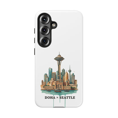 Coque de téléphone résistante Doha x Seattle Skyline — Protection pour téléphone inspirée de la ville