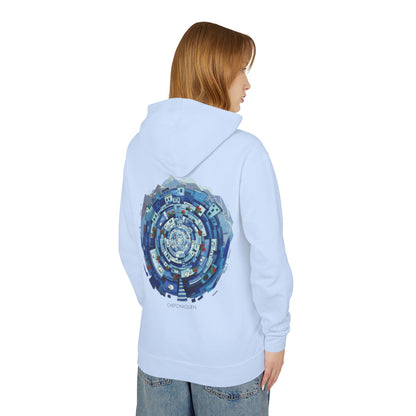 Abstract Blue Mandala Hoodie — Geometric Spiral Art Lightweight Hoodie