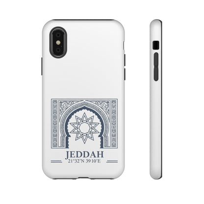 Jeddah Coordinates Phone Case — Arabic Arch Geometric Design