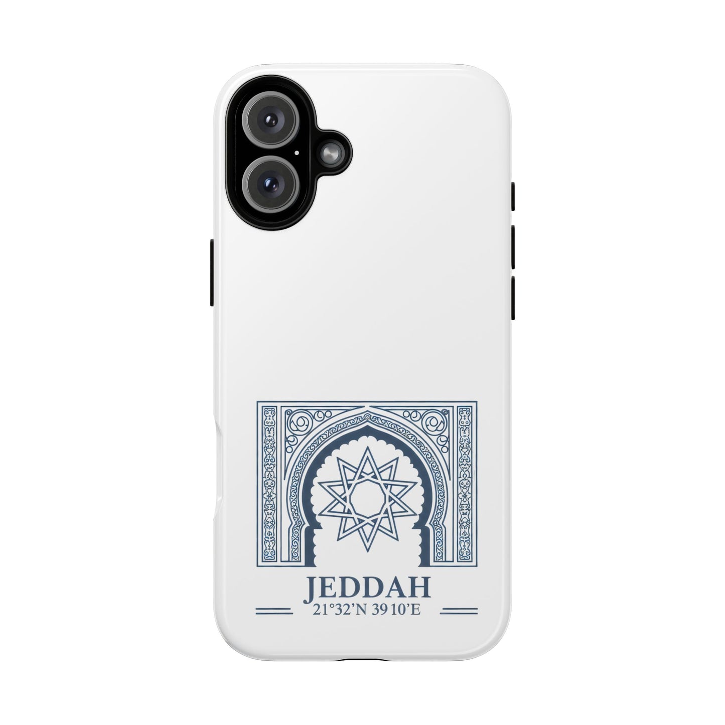 Jeddah Coordinates Phone Case — Blue Islamic Arch Travel Souvenir