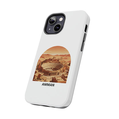 Amman Coliseum Tough Phone Case — Vintage Desert Cityscape Protective Cover
