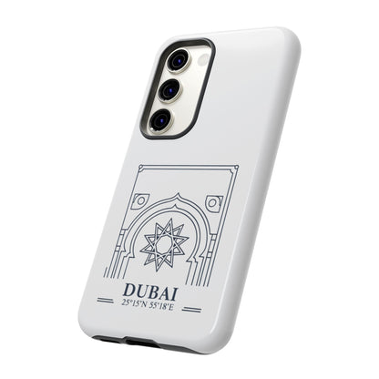 Dubai Architectural Phone Case — Minimal Souvenir Travel Design with Coordinates