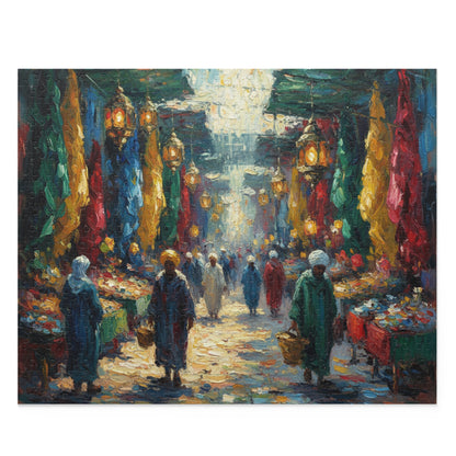 Marketplace Evening Street Puzzle — 120/252/500-Piece Scenic Jigsaw