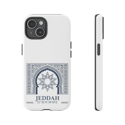 Jeddah Coordinates Phone Case — Arabic Arch Geometric Design