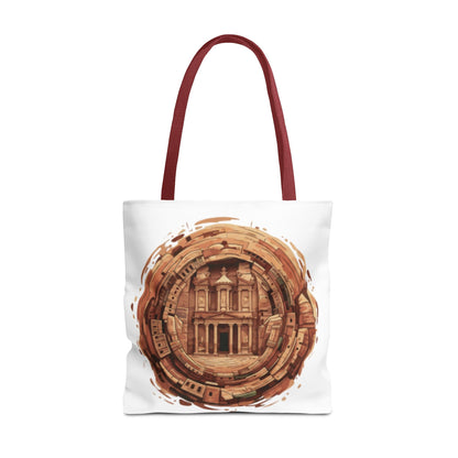 Petra Circle Art Tote Bag — Ancient Rose Sandstone Illustration