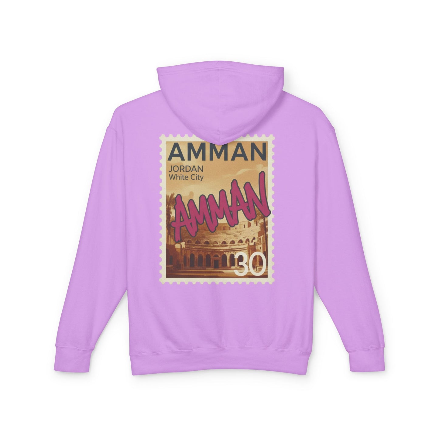 Amman Stamp Hoodie — Vintage Jordan Travel Graphic Sweatshirt