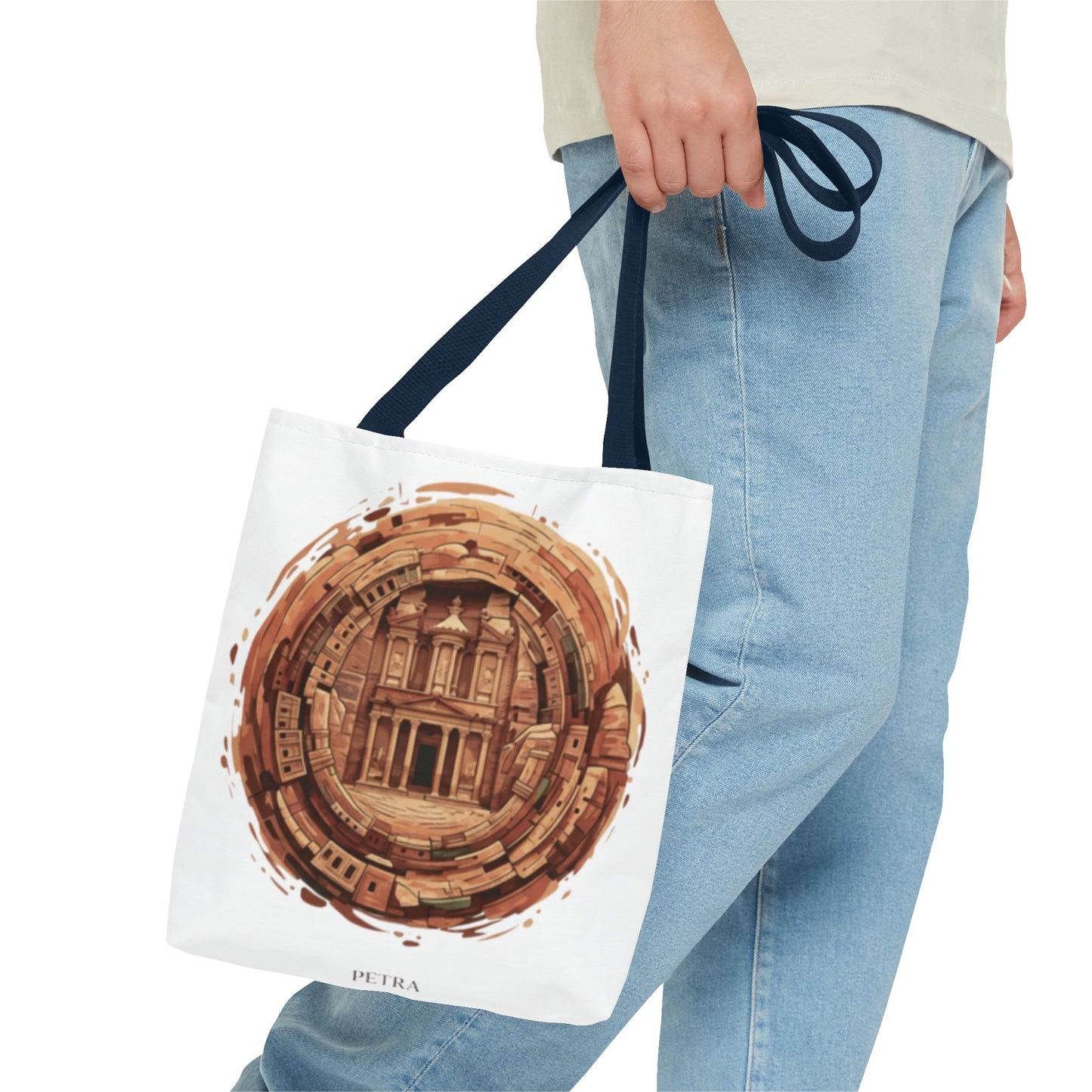 Petra Circle Art Tote Bag — Ancient Rose Sandstone Illustration
