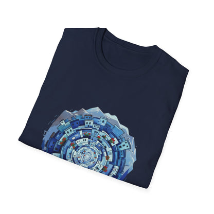 Blue Spiral Mandala T-Shirt — Abstract Ocean Vibe Graphic Tee