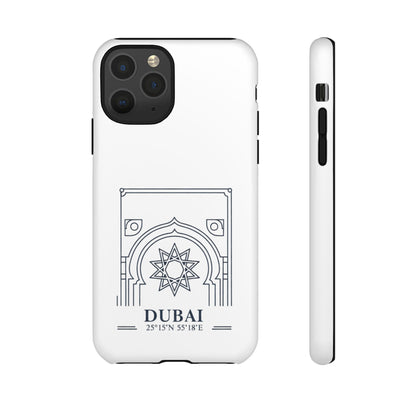 Dubai Architectural Phone Case — Minimal Souvenir Travel Design with Coordinates