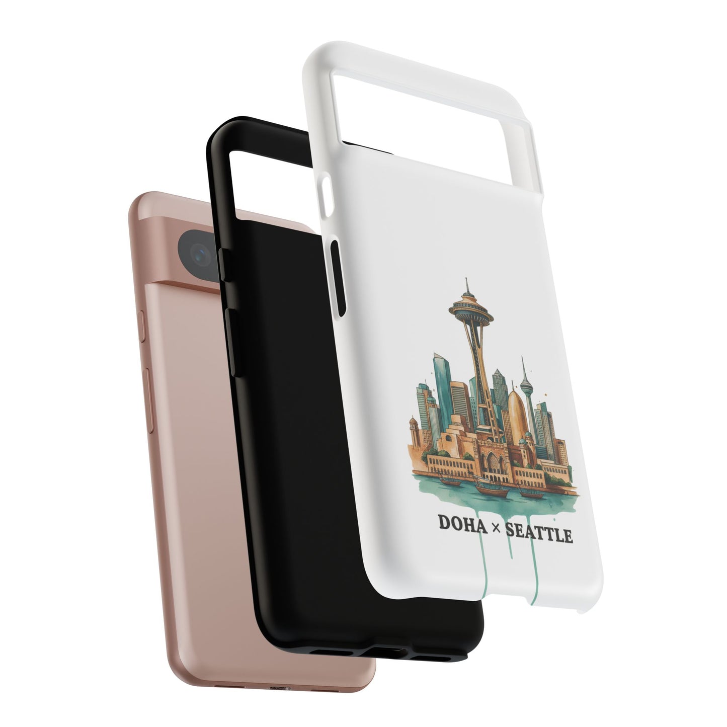 Coque de téléphone résistante Doha x Seattle Skyline — Protection pour téléphone inspirée de la ville