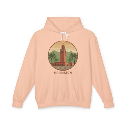 Marrakech Vintage Travel Hoodie — Retro Palm Tree Morocco Sweatshirt
