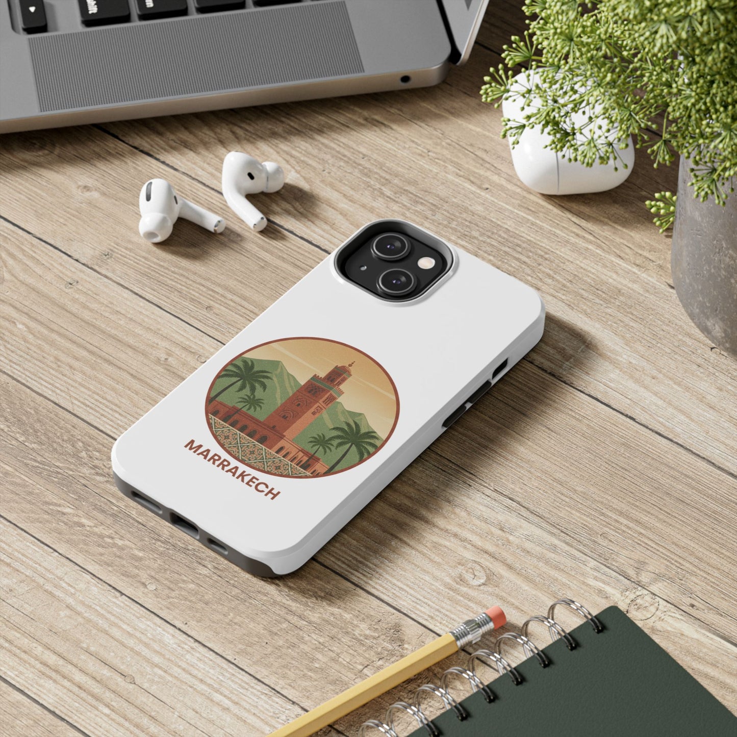 Marrakech Travel Phone Case — Vintage Moroccan Koutoubia Tower Design