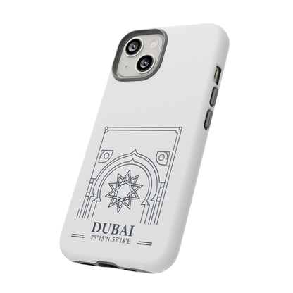 Dubai Architectural Phone Case — Minimal Souvenir Travel Design with Coordinates