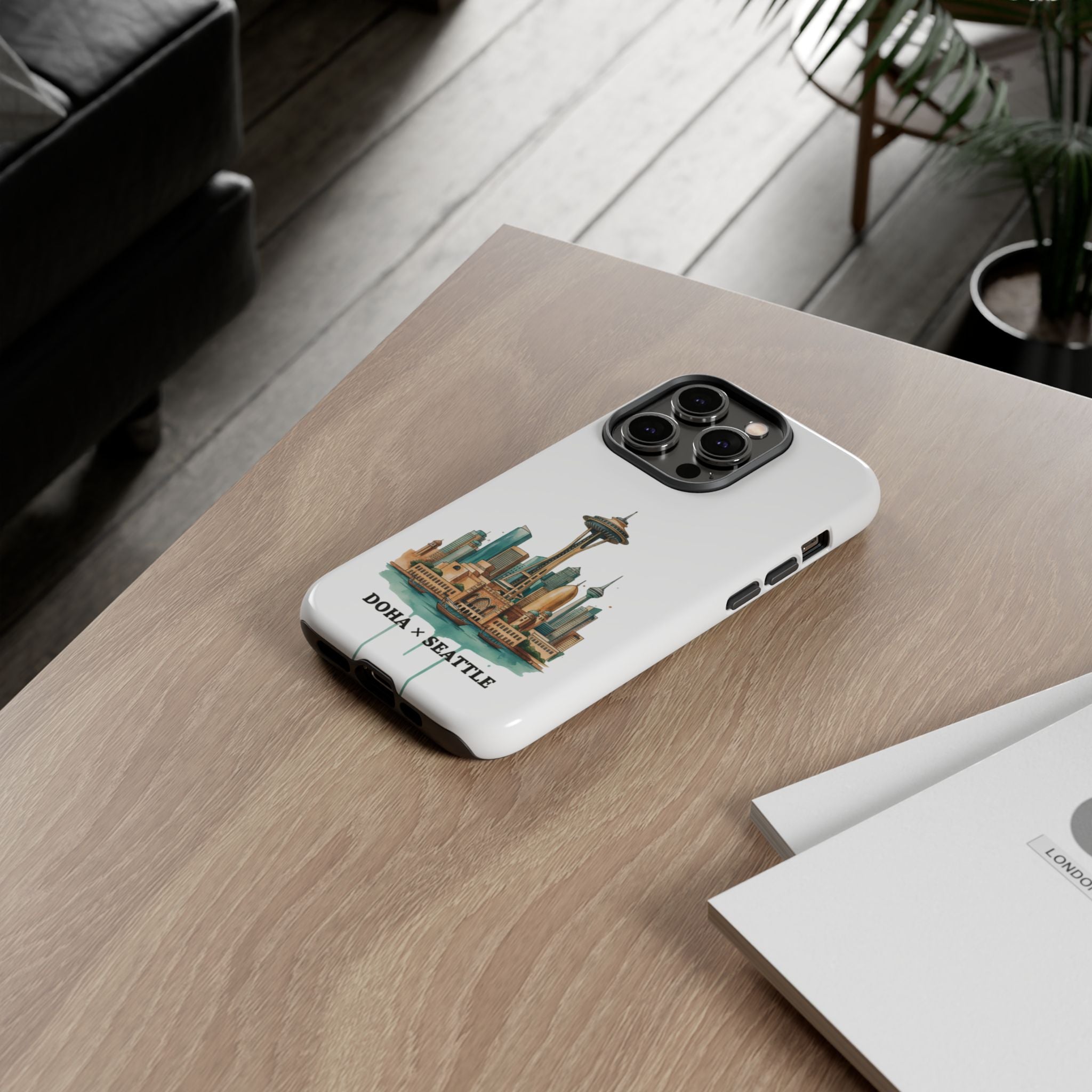 Doha x Seattle Skyline Tough Phone Case — Cityscape Protective Phone Cover