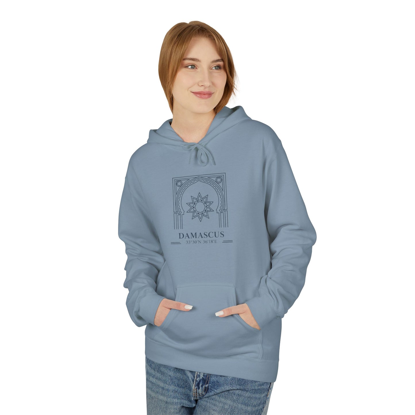 Damascus Heritage Hoodie — Minimal Middle Eastern Motif