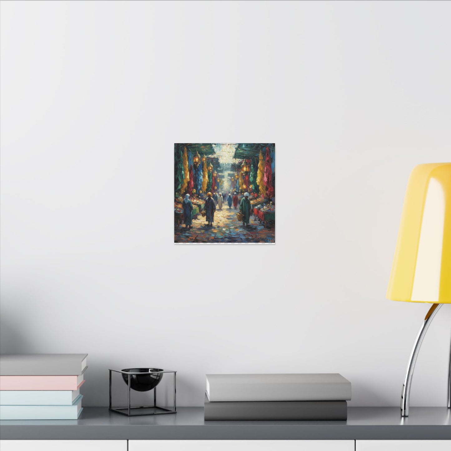 Middle Eastern Market Matte Canvas Wall Art — Colorful Bazaar Street Scene
