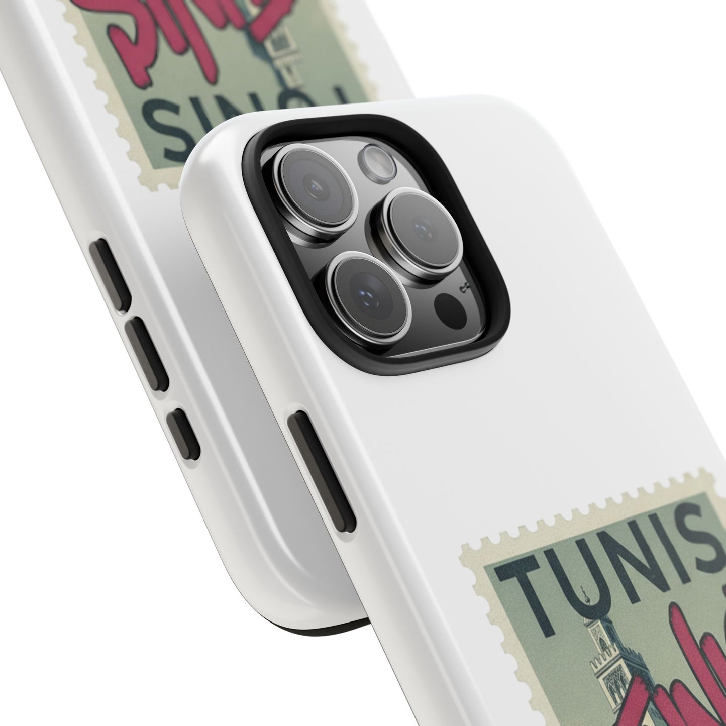 Coque de téléphone résistante à motif timbre vintage de Tunis — Étui de téléphone rétro pour voyage en Tunisie