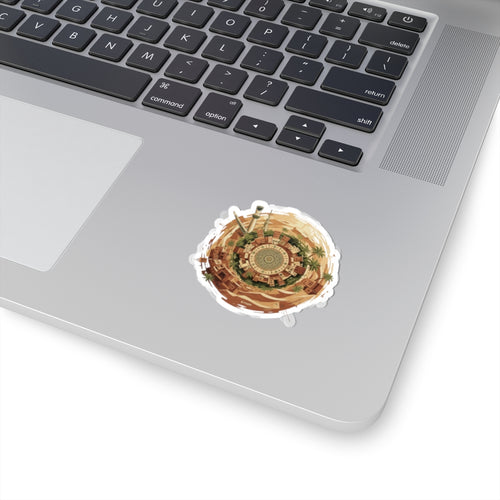 Desert Oasis Round Sticker — Kiss-Cut Moroccan Cityscape Sticker