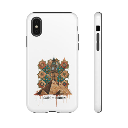 Cairo × London Phone Case — Vintage Mosaic Pyramids & Big Ben Travel Design